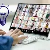 Online Meeting-Teilnehmer am Laptop-Bildschirm