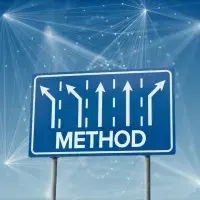 Richtungswegweiserschild mit dem Wort Method