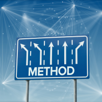 Richtungswegweiserschild mit dem Wort Method