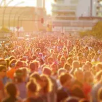 crowd of young people at music street festival in berlin
